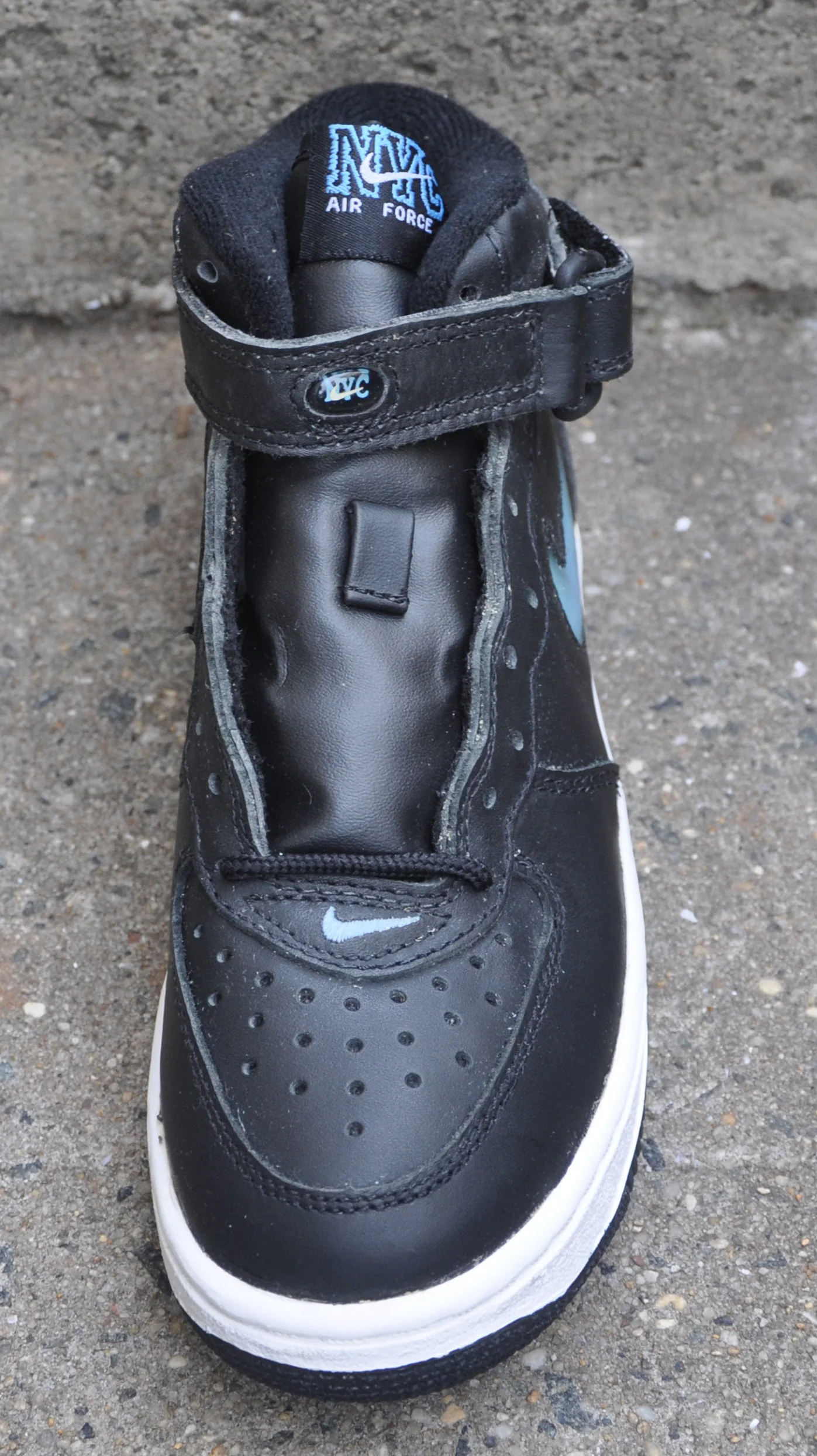 Kids Nike Air Force 1 Mid NYC Jewel Black / Carolina Blue (Size 6